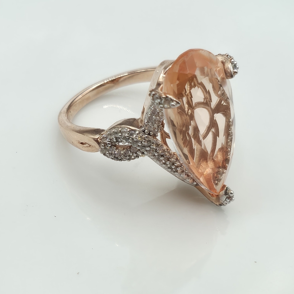 Morganique Quartz Ring in Vermeil Rose Gold Over Sterling Silver - Picture 4 of 10